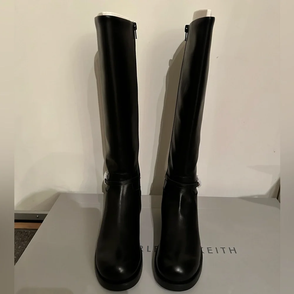 Charles & Keith Belted Knee-High Boots - Black (size 7) - Picture 11 of 11